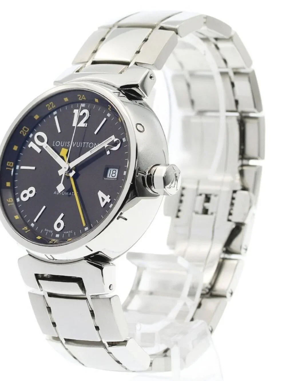 LOUIS VUITTON Tambour Q1131 GMT date Brown Dial Automatic Men's Watch_962354
